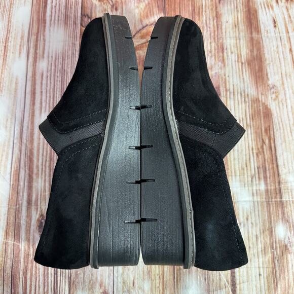 Clarks AIRABELL Womens Size 8 Black Suede Wedge Heel Slip On Loafers Shoes - Picture 6 of 10